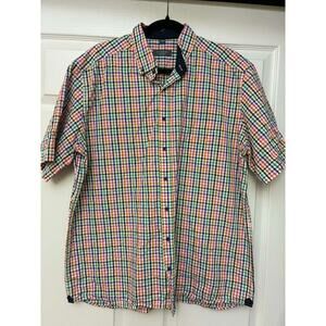 Eterna Modern Fit Men's XL Short Sleeve Button Down Shirt Multicolor CheckCotton